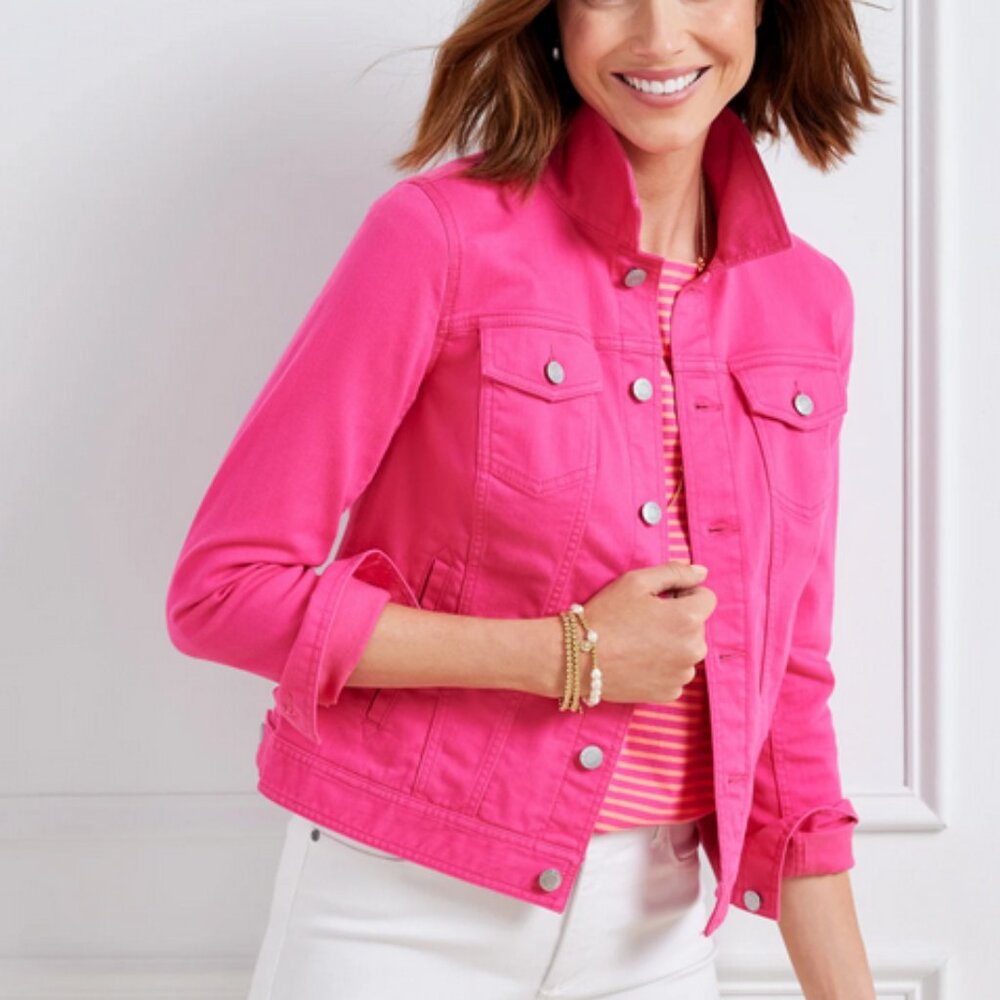 TALBOTS: Classic Jean Jacket - fushia pink
